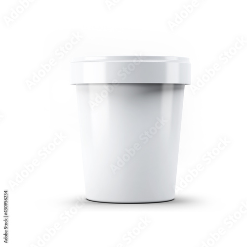 3D rendering White plastic box of ice cream container for your design and logo Mock Up. suitable for your design element .