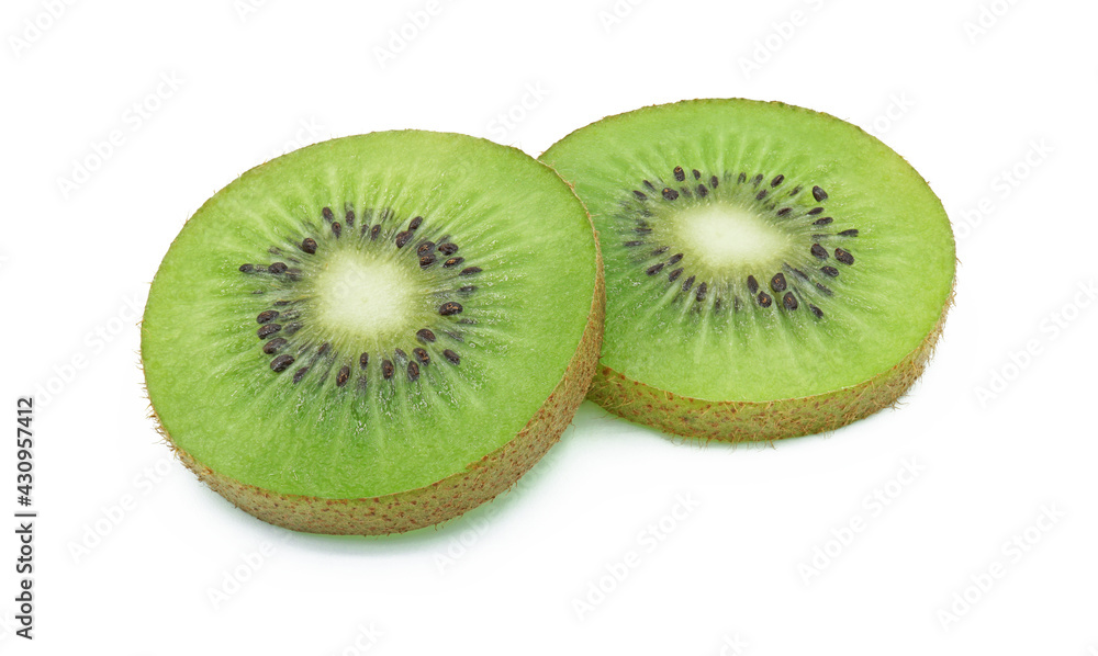 Fresh kiwi fruit sliced, Isolated on white background Fresh kiwi fruit sliced, Isolated on white background