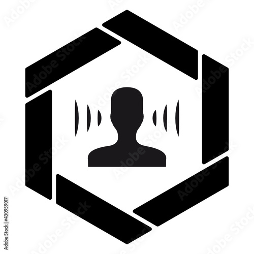 Sudden loud noise Concept, sound pollution, Vector Icon Design, Black Hexagonal warning signs, Safety Label and Hazard symbol on white background, Caution or Notice signage stock illustration
