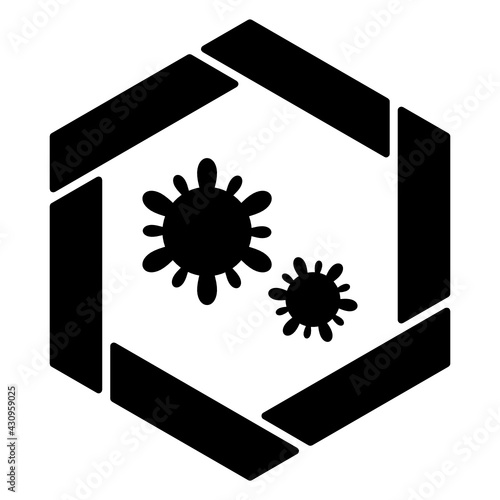 Coronavirus pandemic outbreak Concept Vector Icon Design, Black Hexagonal warning signs, Safety Label and Hazard symbol on white background, Caution or Notice signage stock illustration