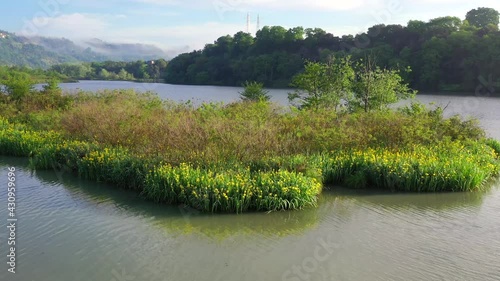 Tevere Farfa Nature Reserve, Nazzano, Lazio, Italy.
The river valley of the Tiber north of Rome. Aerial view with drone in 4K photo