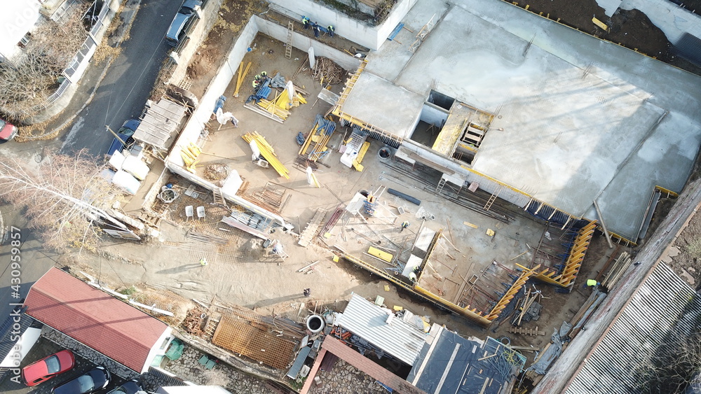 Aerial view of a Building in a construction