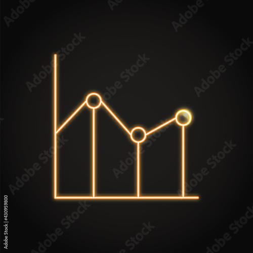 Neon line graph icon in linear style