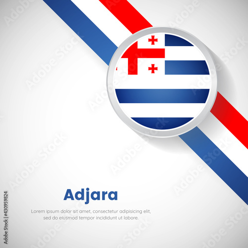 Creative Adjara national flag on circle. National day of Adjara country with classic background
