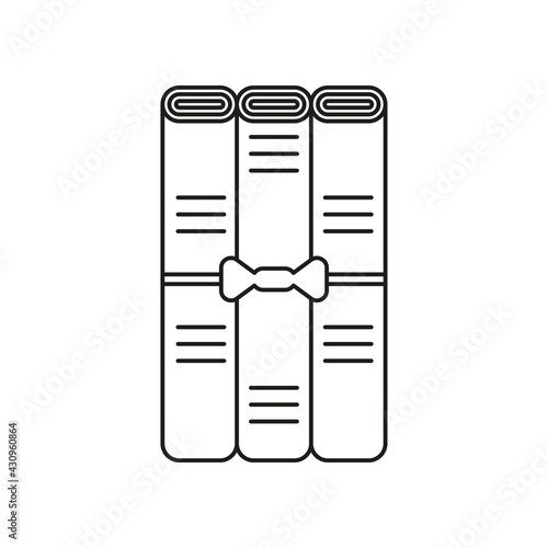 Set of three spa home towels. The icon is a black line on a white background.