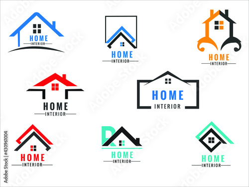 Home interior unique logo set.Real Estate , Property and Construction home Logo design - Vector illustration.