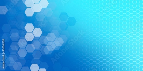 Abstract Blur background with white and blue hexagon pattern, bee crate pattern with copy space. illustration Wallpaper 