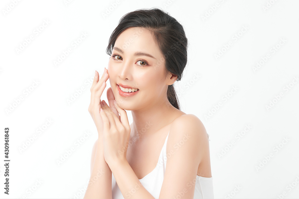 Beautiful young asian woman with clean fresh skin on white background, Face care, Facial treatment, Cosmetology, beauty and spa, Asian women portrait Beautiful young asian woman with clean fresh skin on white background, Face care, Facial treatment, Cosmetology, beauty and spa, Asian women portrait