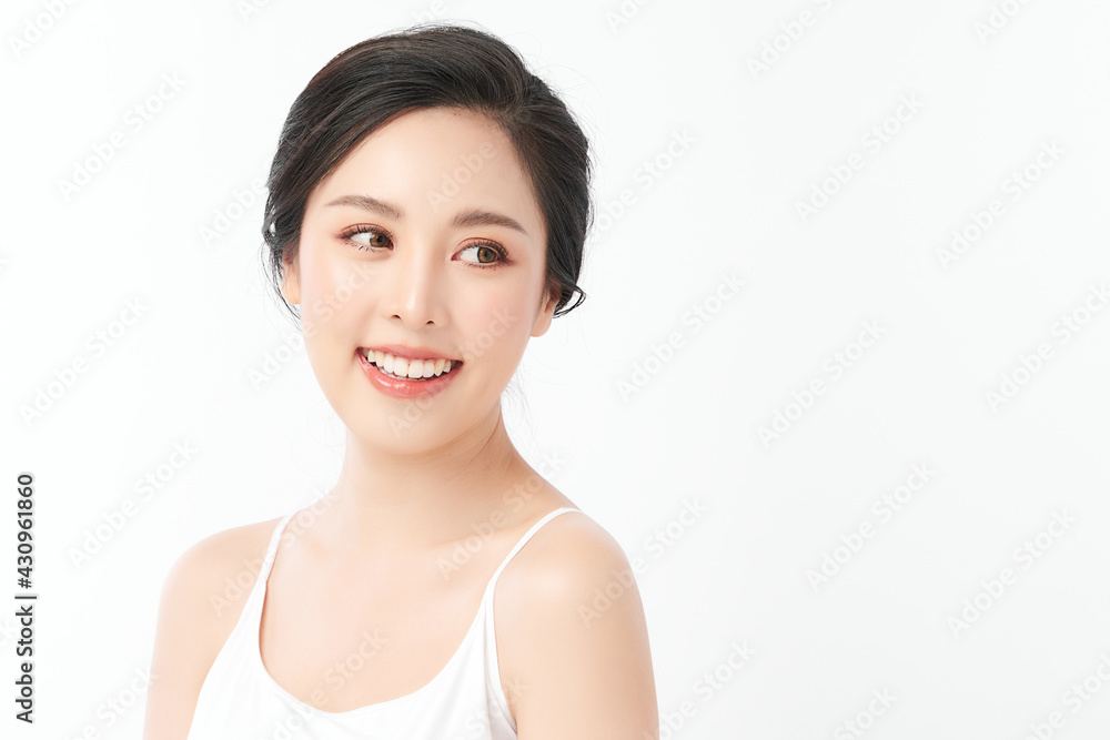 Beautiful young asian woman with clean fresh skin on white background, Face care, Facial treatment, Cosmetology, beauty and spa, Asian women portrait Beautiful young asian woman with clean fresh skin on white background, Face care, Facial treatment, Cosmetology, beauty and spa, Asian women portrait