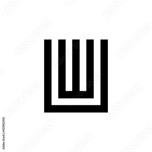 Black letter UW WU initial logo icon
