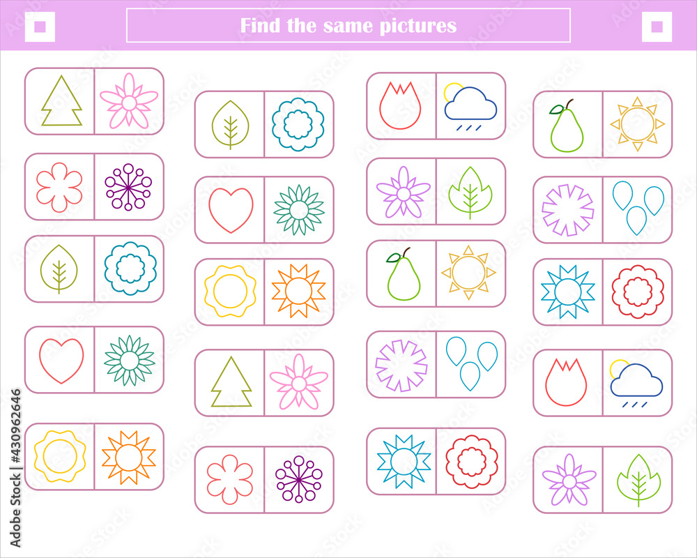 logic game for children. find and connect identical shapes logic game for children. find and connect identical shapes