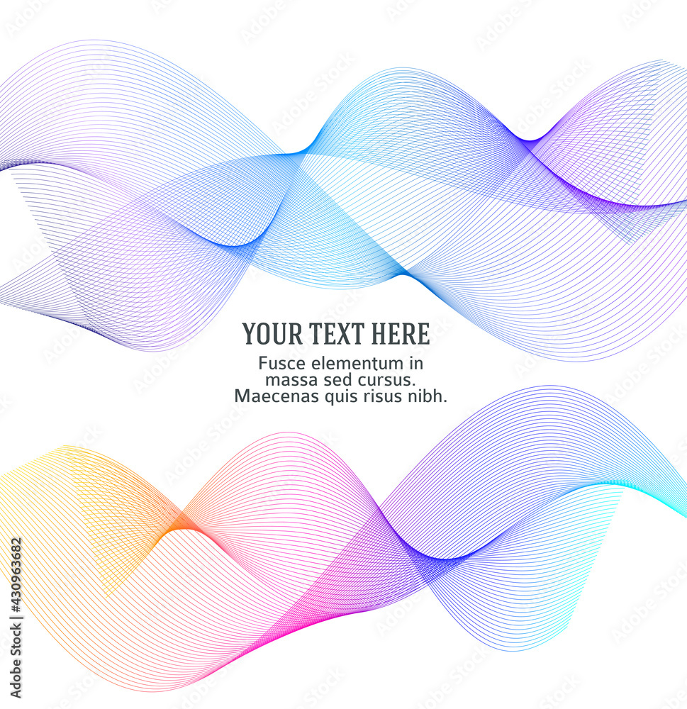 Wave of the many colored lines. Abstract wavy stripes on a white background isolated. Creative line art. Vector illustration EPS 10. Design elements created using the Blend Tool. Curved smooth tape Wave of the many colored lines. Abstract wavy stripes on a white background isolated. Creative line art. Vector illustration EPS 10. Design elements created using the Blend Tool. Curved smooth tape