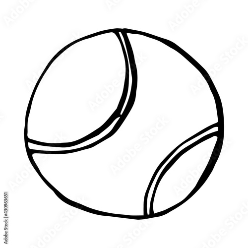 Tennis ball hand drawn black contour vector doodle icon EPS10