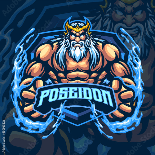 God Poseidon Mascot Logo Template