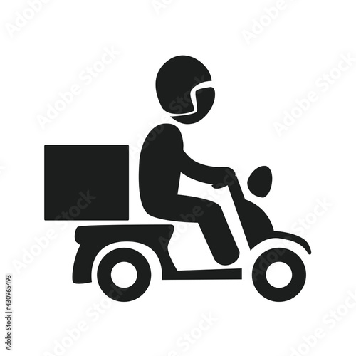 Food Delivery Motorcycle Vector Icon on white background. Motorcycle delivery parking icon on white background.