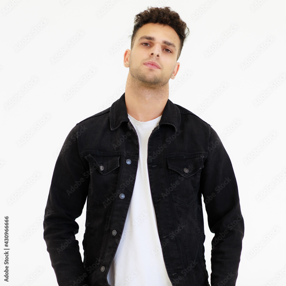 Portrait of One People caucasian adult businessman wear a black shirt and white cloth standing and looking at a camera with white background in a Studio Portrait of One People caucasian adult businessman wear a black shirt and white cloth standing and looking at a camera with white background in a Studio