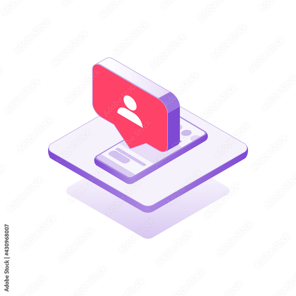 Icon smartphone with follow, isometric design infographic Icon smartphone with follow, isometric design infographic