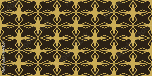 Abstract geometric background pattern gold with decorative elements on a black background  wallpaper. Seamless pattern  texture. Vector illustration