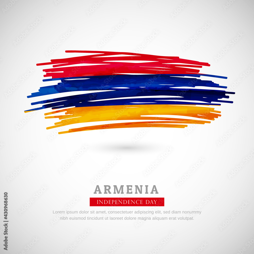 Brush flag of Armenia country. Happy independence day of Armenia with grungy flag background Brush flag of Armenia country. Happy independence day of Armenia with grungy flag background