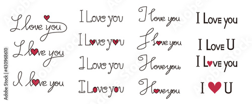Foto Set of decorative I Love you calligraphies