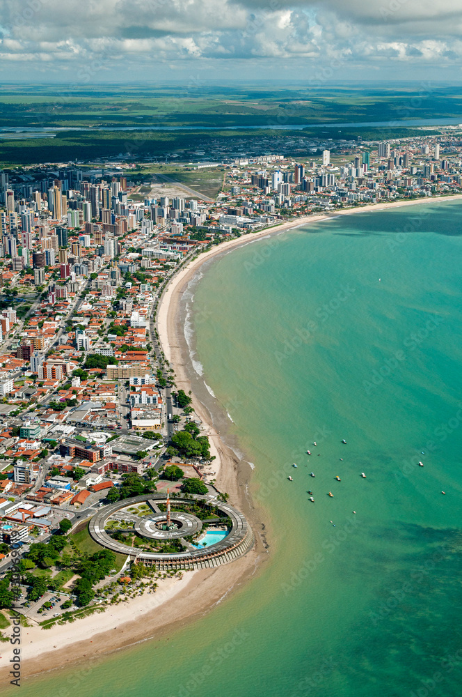 Joao Pessoa, Paraiba, Brazil on March 21, 2009. Aerial view of the city showing the beaches of Tambau and Manaira.