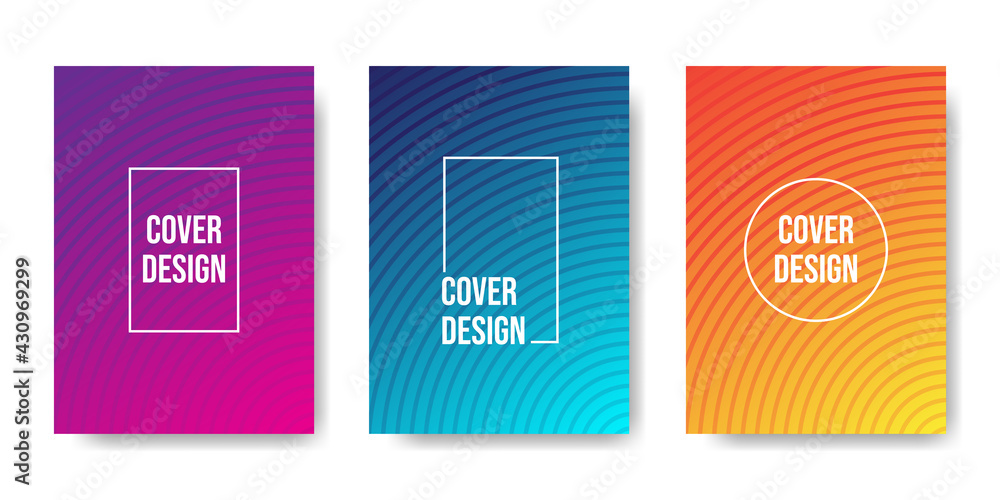 A collection of design covers. Halftone full of gradient colors. Modern abstract background. Geometric pattern. Eps10 vector.