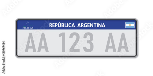 Car number plate . Vehicle registration license of Argentina