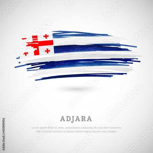 Brush flag of Adjara country. Happy national day of Adjara with grungy flag background