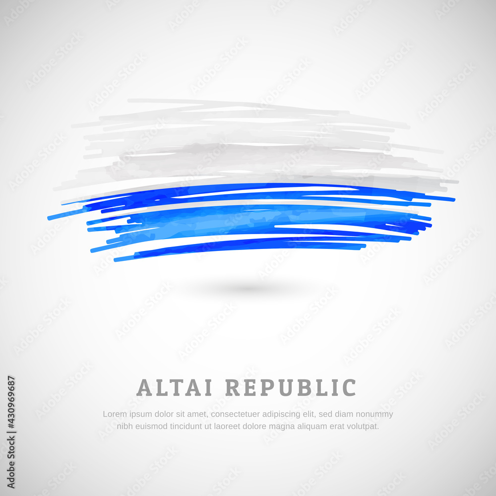 Brush flag of Altai Republic country. Happy national day of Altai Republic with grungy flag background Brush flag of Altai Republic country. Happy national day of Altai Republic with grungy flag background
