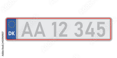 Car number plate . Vehicle registration license of Denmark