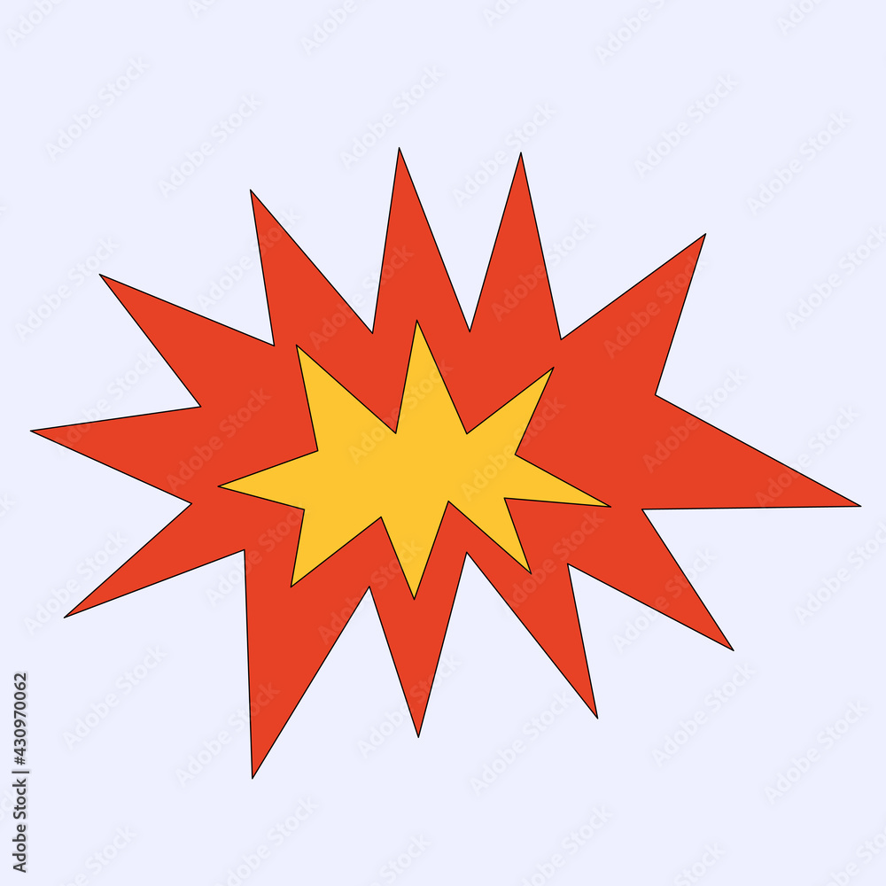 vector sticker - explosion in comic style.Fire - frame for text.60s and 70s hippie text box.Bubble comics. Isolated frame in childish hand drawn style.Fire and crack.sharp corners sticker vector sticker - explosion in comic style.Fire - frame for text.60s and 70s hippie text box.Bubble comics. Isolated frame in childish hand drawn style.Fire and crack.sharp corners sticker