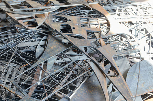 scrap metal. metal residues after laser cutting