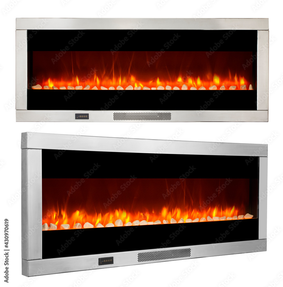 modern fireplace isolated on white background. modern fireplace isolated on white background.