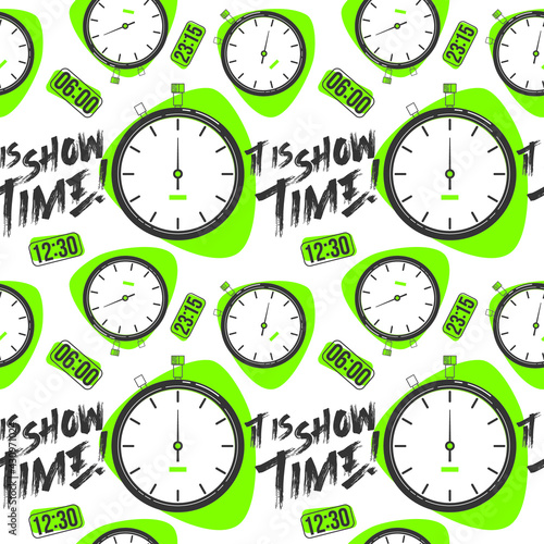 Time management seamless background, it is time show seamless pattern