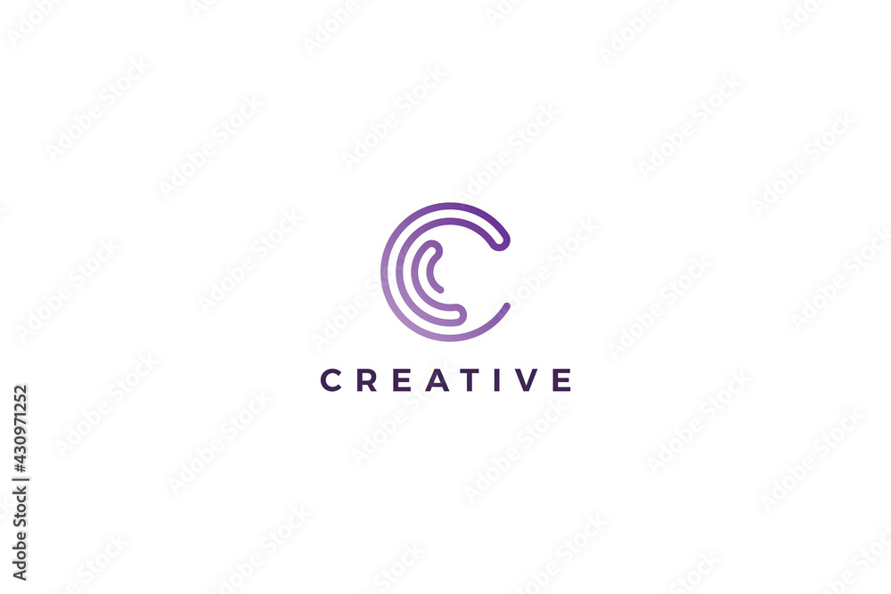 Letter c cyber link abstract logo design