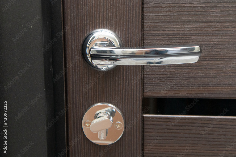 Obraz premium Door metal handle for a wooden door