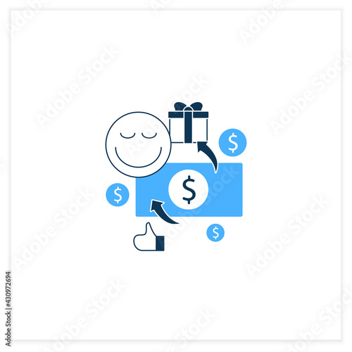 Unconditional payment flat icon. Mandatory contribution. Profitable investment. Universal basic income concept. Vector illustration