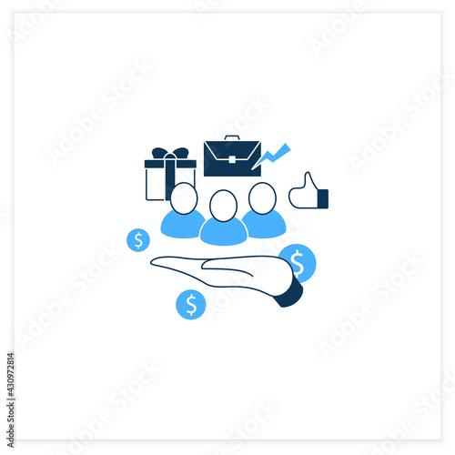 Supporting workers flat icon. Supporting unpaid care workers. Caring about employees. Universal basic income concept. Vector illustration
