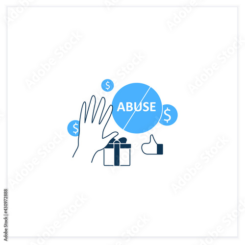 Ending abuse flat icon. Stop exploitation. Universal basic income concept. Vector illustration