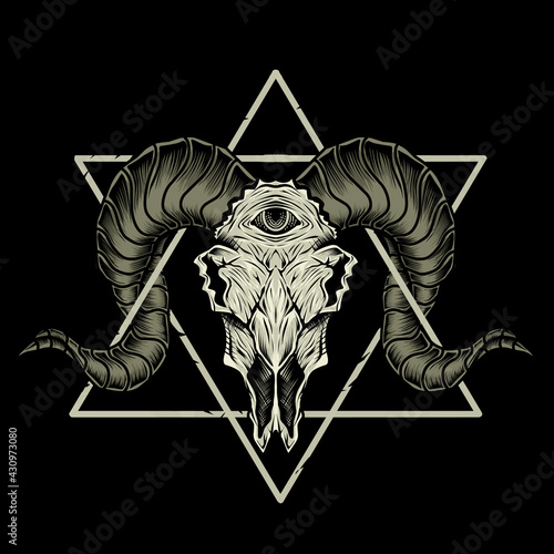 illustration vector scary goat skull head