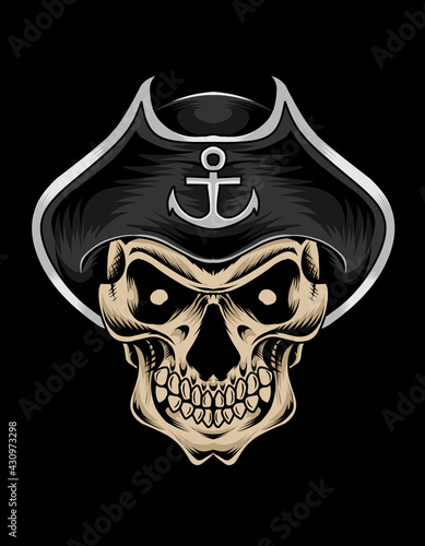 illustration vector captain pirate skull head