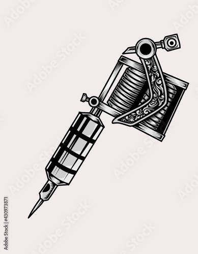 illustration vector vintage tattoo machine