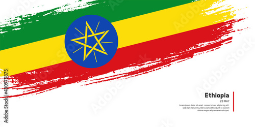 Creative hand drawing brush flag of Ethiopia country for special derg downfall day