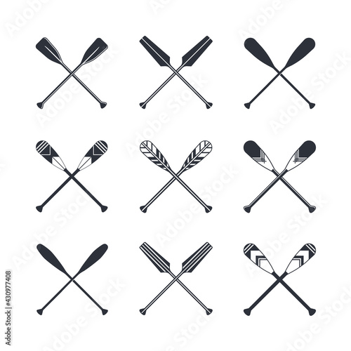 Crossed oar sign in flat style, vector