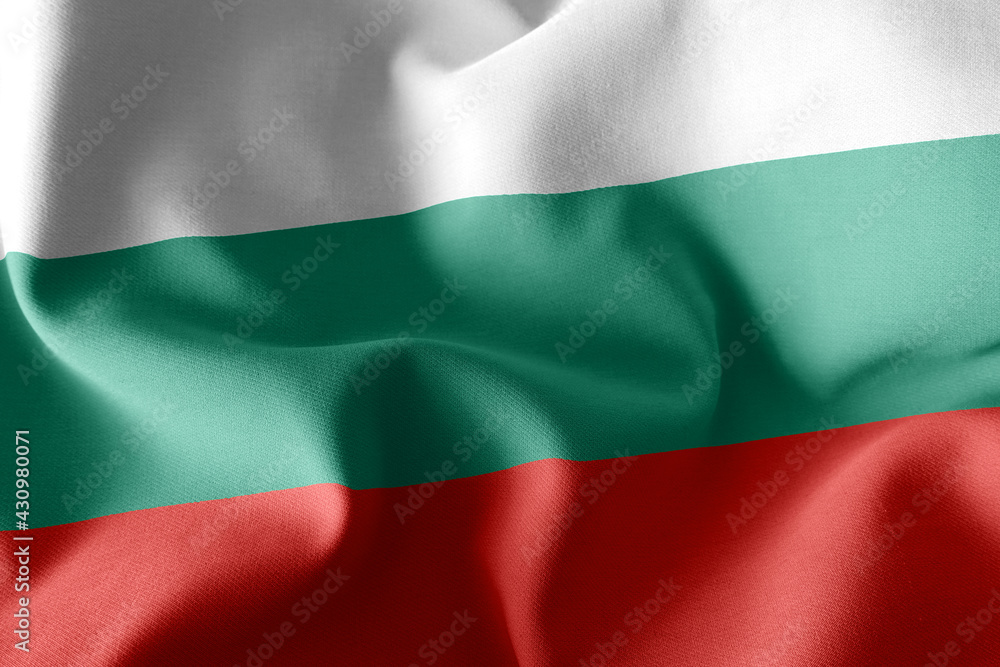 3D rendering illustration closeup flag of Bulgaria. Waving on th