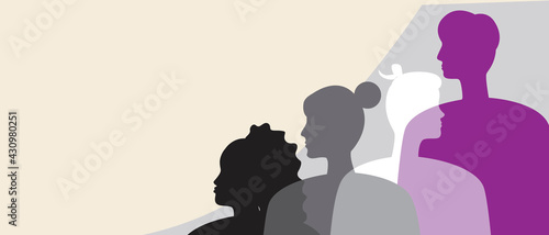 Asexual people, copy space template, silhouette vector stock illustration or blank backdrop for design with asexual men and women photo