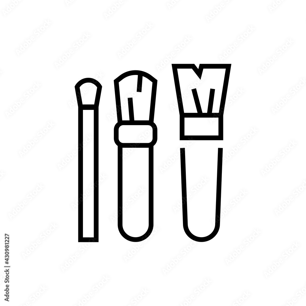 Collection brushes icon. Professional facial make up vector illustration. Editable stroke. Collection brushes icon. Professional facial make up vector illustration. Editable stroke.