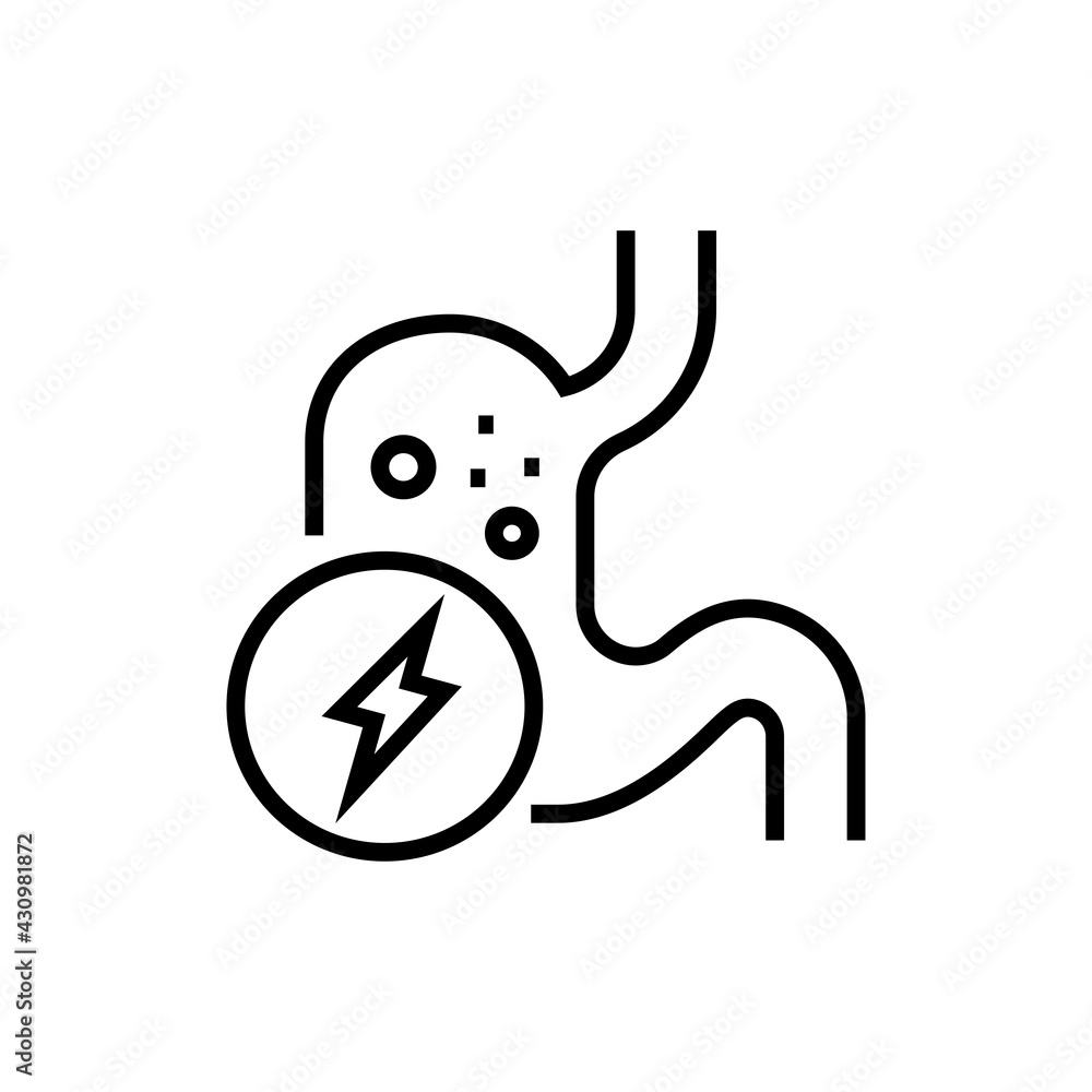 Obraz premium Gastritis icon. Gastroesophageal reflux disease vector illustration. Editable stroke.