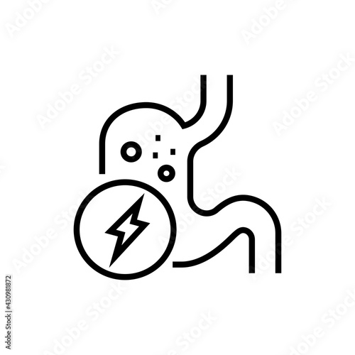 Gastritis icon. Gastroesophageal reflux disease vector illustration. Editable stroke.