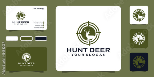 Deer hunter logo template and business card
